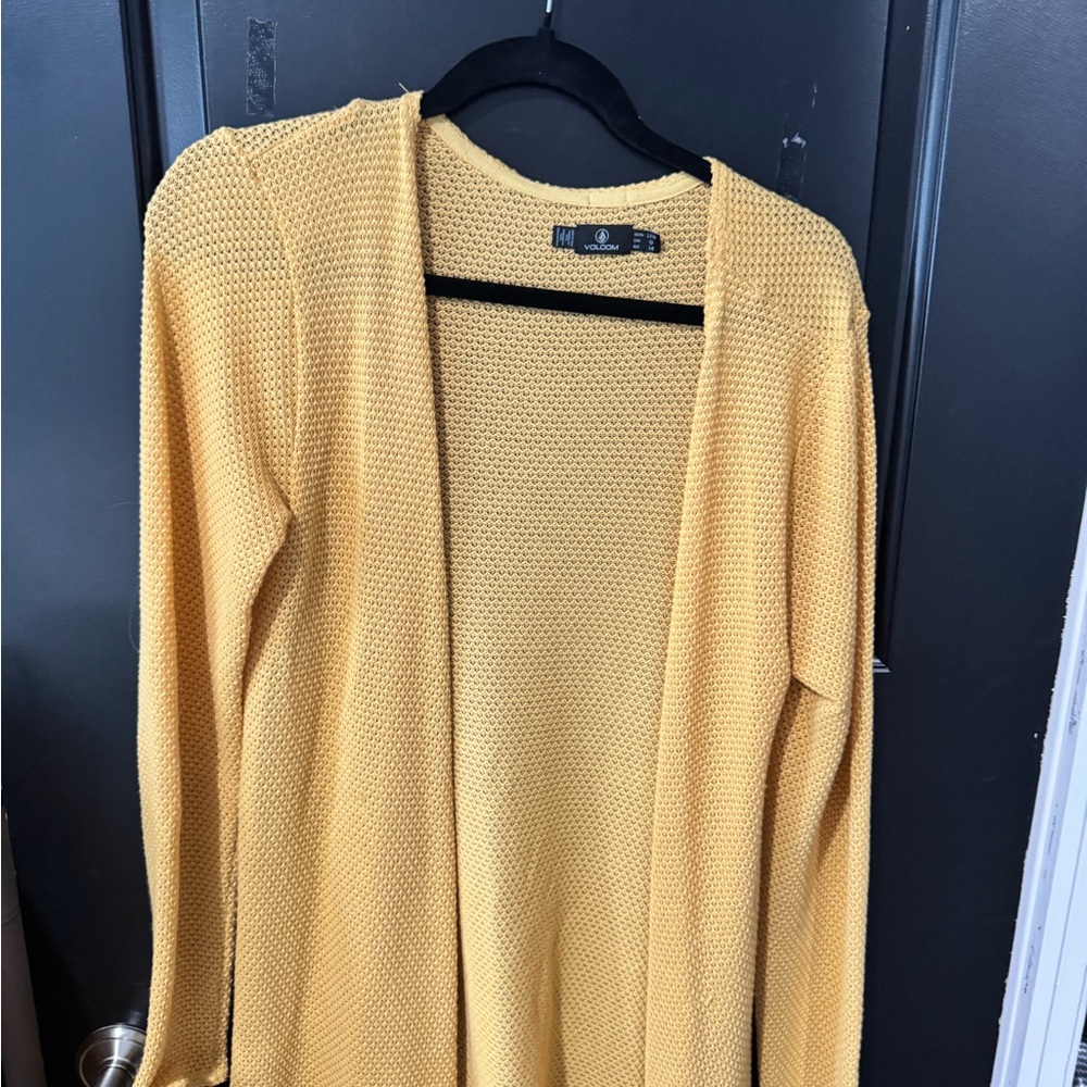 Volcom Mustard Open-Front Cardigan